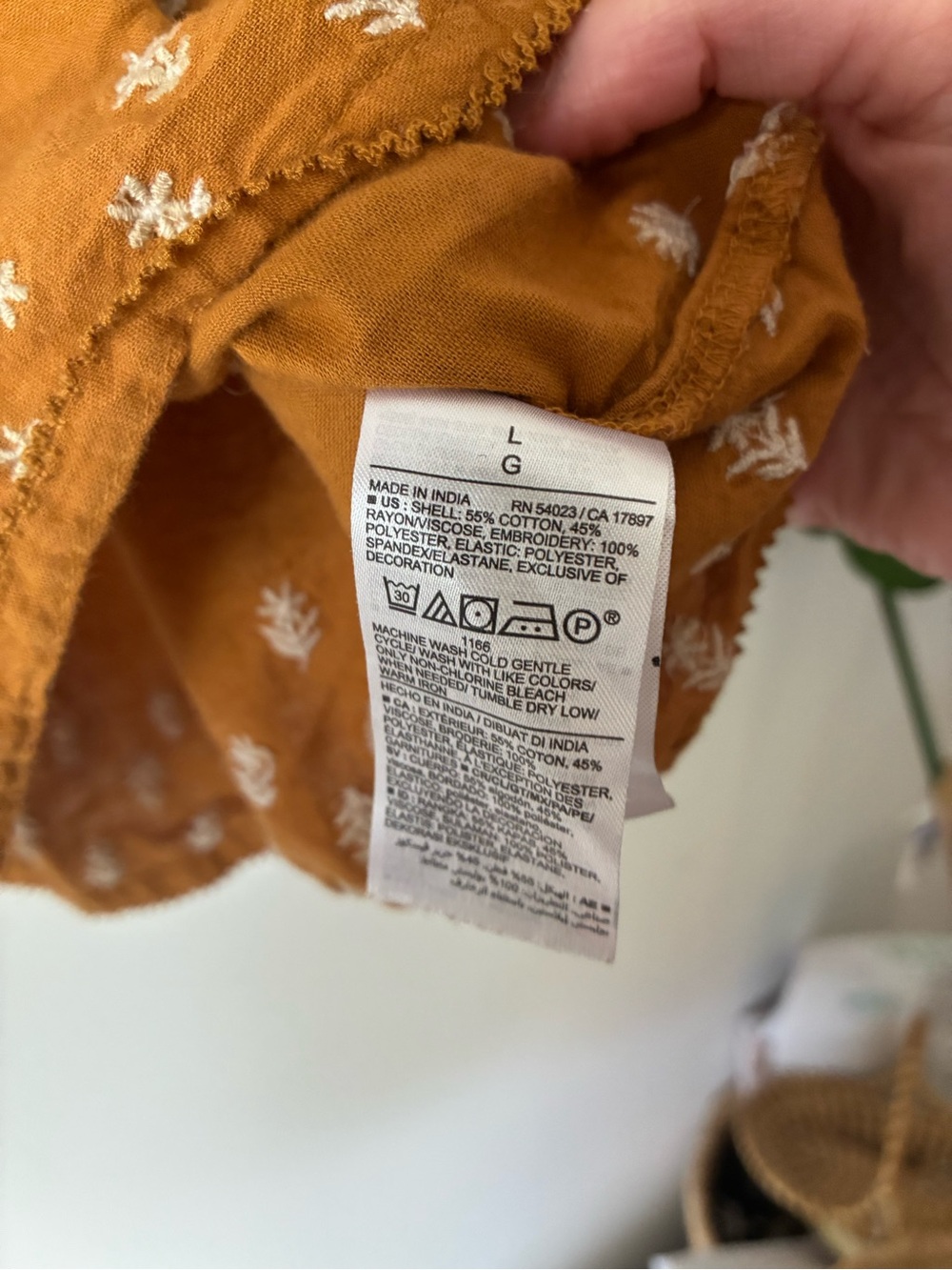 Old Navy Embroidered Puff Sleeve Top in Mustard - Picture 3 of 6